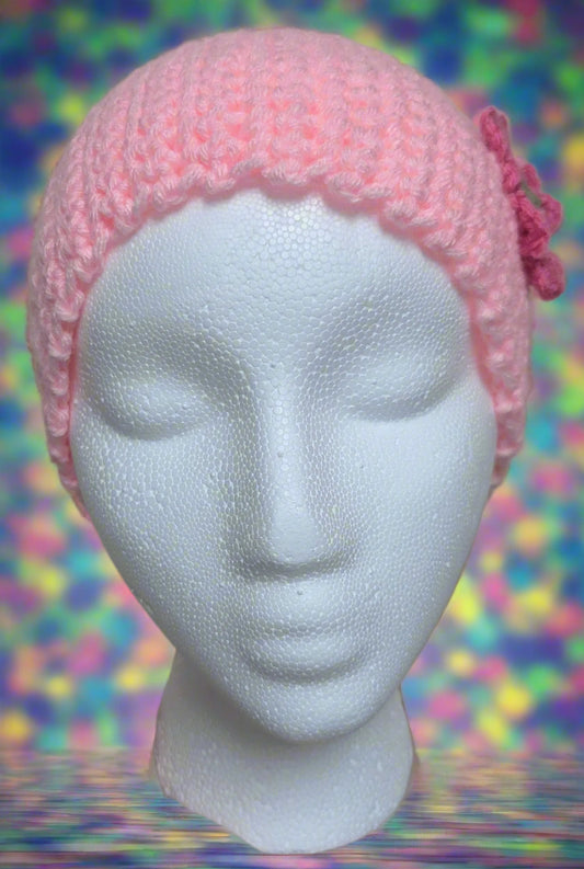 Pink Flower Crochet Headband