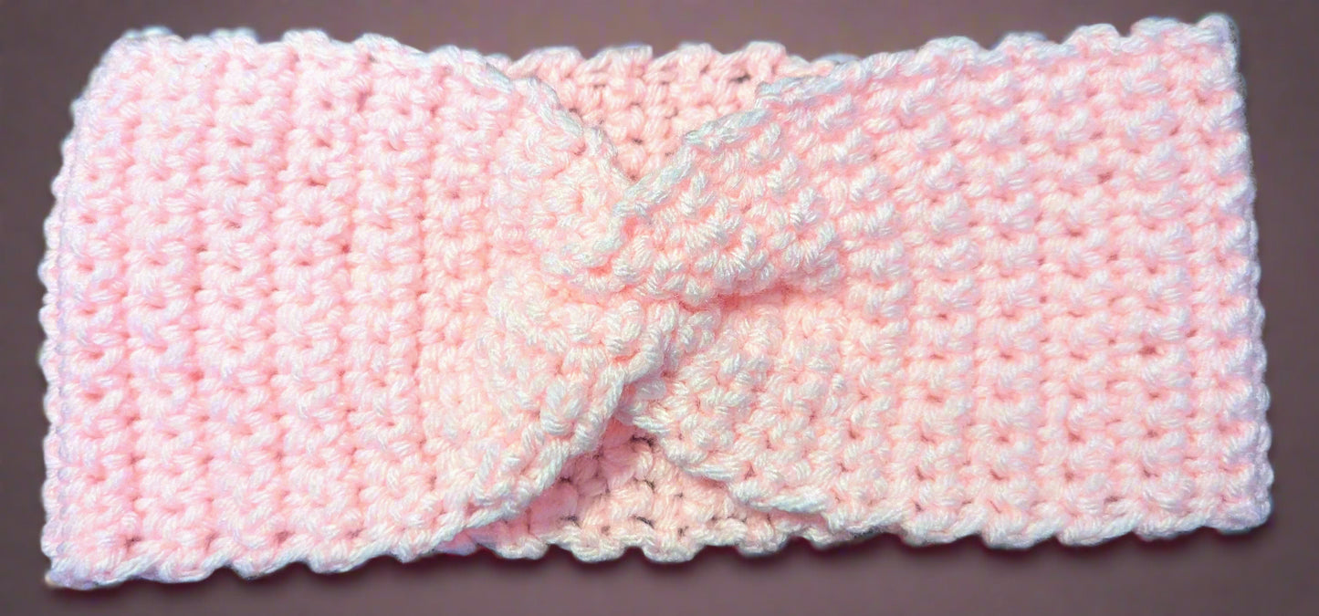 Pink Flower Crochet Headband