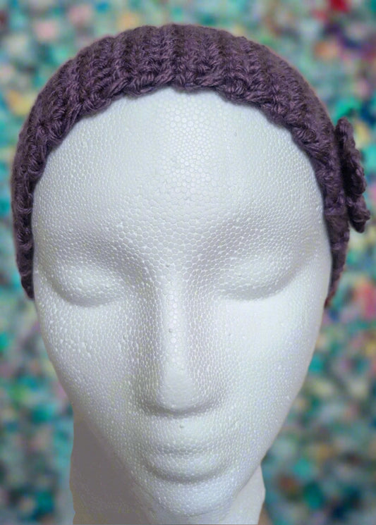 Purple Flower Crochet Headband
