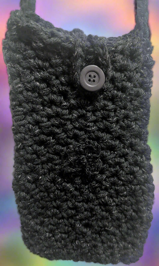 Black & White Flower Crochet Crossbody Bag
