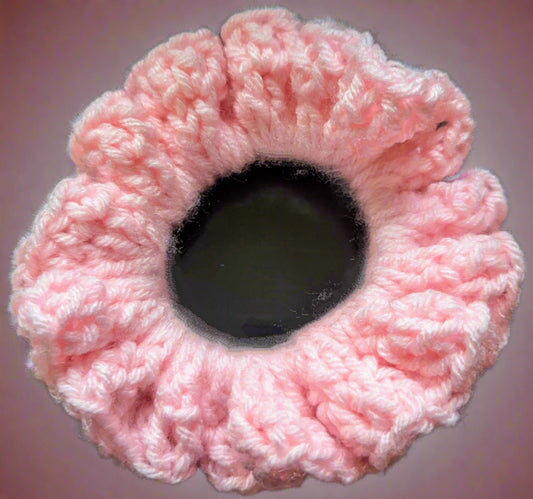 Crochet Scrunchie, Pink, Crochet Hair Scrunchie, Handmade Boho Crochet Scrunchie, Pink Hair Tie, Pink Crochet Scrunchie, Handmade Hair Accessory for Women, Men, Teen, Unisex