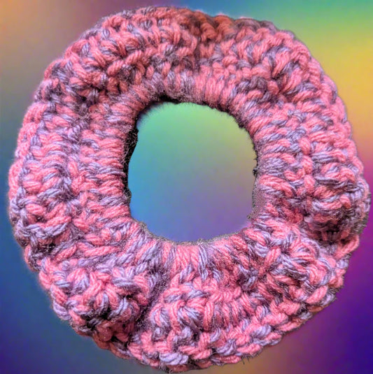 Pink & Purple Crochet Scrunchie - Handmade Hair Accessory