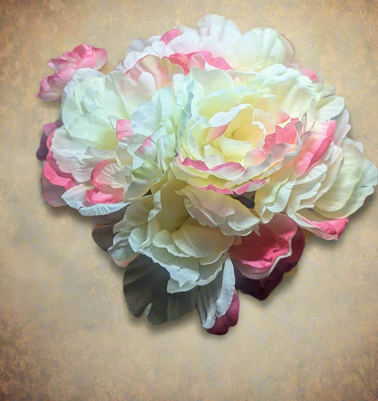 Petite Rose &amp; Bi-Color Peony Flower Bouquet | Pink White Miniature Rose Bridal Flowers | Delicate Artificial Bouquet, small wedding bouquet, Wedding Bouquet, Wedding Flowers, Artificial Forever Blooms,bridal bouquet, bridal flowers, Home Decor