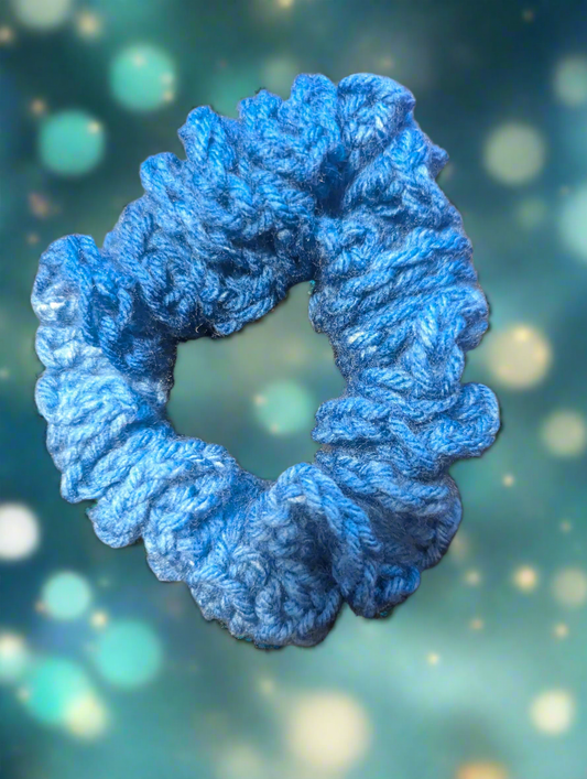Blue Ombre Crochet Scrunchie - Handmade Hair Accessory