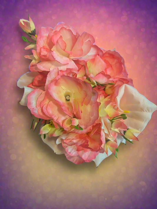 Pink Calla Lily, Peony & Rain Lily Bridal Bouquet, home decor