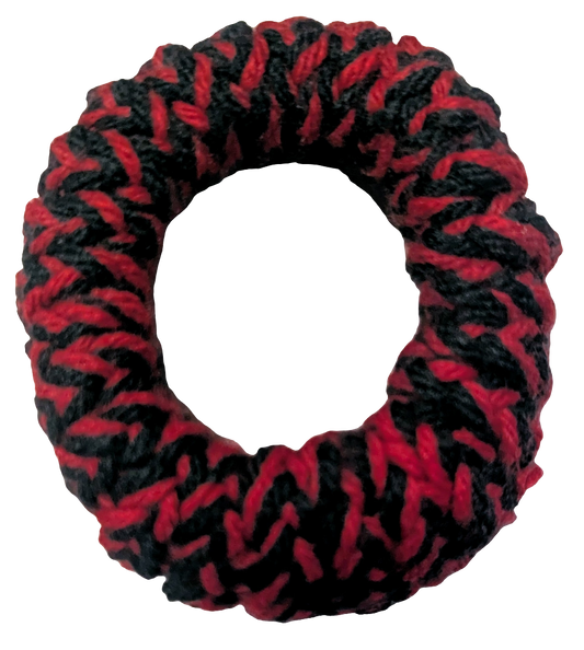 Black & Red Knit Scrunchie, Black & Red Knit Scrunchie, Handmade Black & Red Knit Hair Scrunchie,The Crimson & Noir Knit Scrunchie,  Gothic Two-Tone Knit Scrunchie