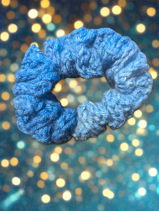 Blue Ombre Crochet Scrunchie - Handmade Hair Accessory