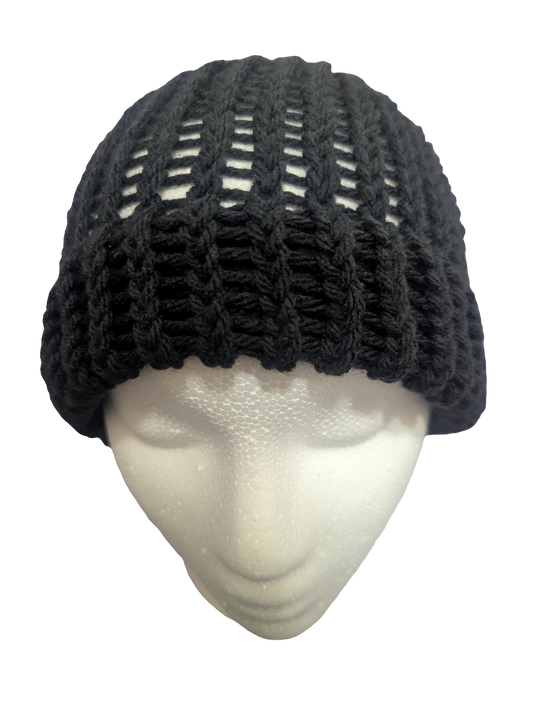 Black Beanie | Classic Knit Winter Hat | Unisex Warm Slouchy Cuffed Beanie