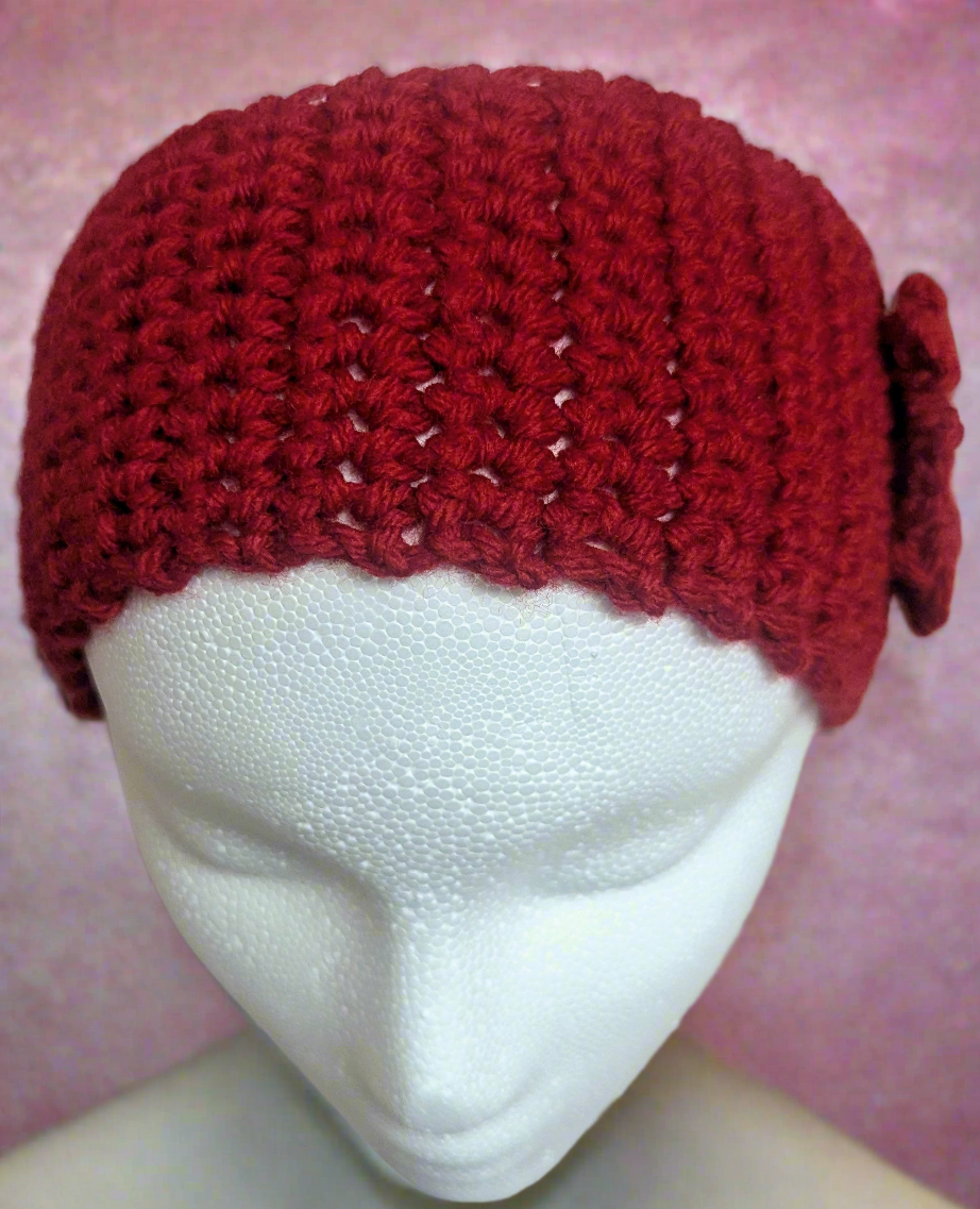 Red Flower Crochet Headband